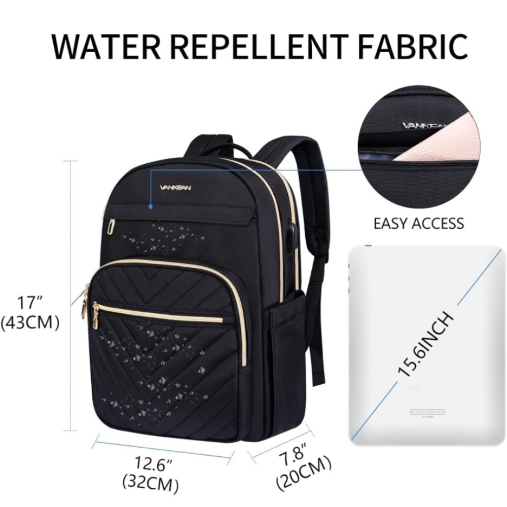 VANKEAN 15.6 Inch Laptop Backpack Black